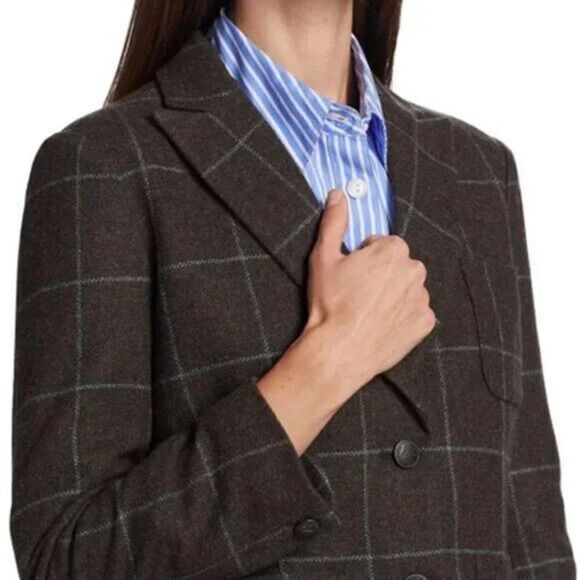 NWT Rag & Bone Nancy Windowpane Plaid Wool Blazer Brown Teal Size 00 - Ret $595 - Picture 2 of 13